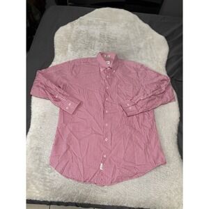Peter Millar Shirt Pink Plaid Seaside Finish‎ Button Up Long Sleeve Men's L